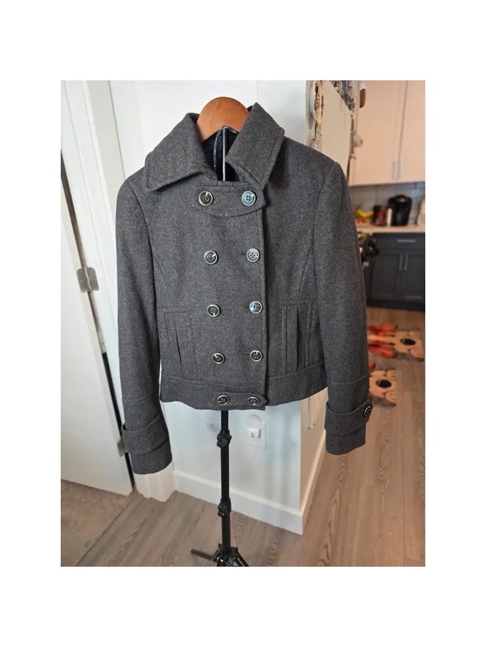EXPRESS blend cropped peacoat, Express, double-breasted military style